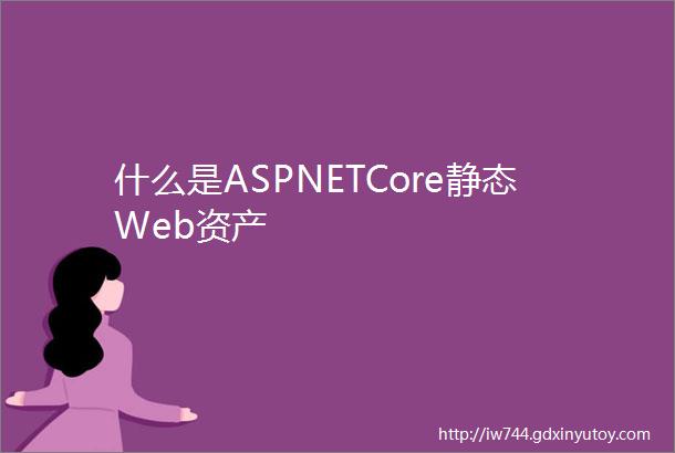 什么是ASPNETCore静态Web资产